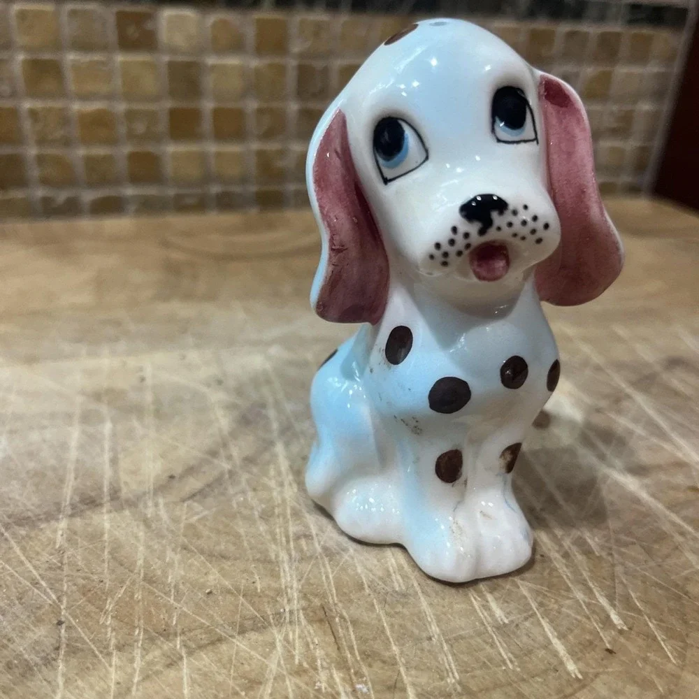 Vintage Spotted White Blue Dog Dalmatian Salt Shaker‎ Japan Kitsch MCM 50s
